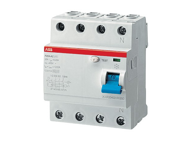 Устройство защитного отключения (УЗО) 4мод. F204 AC-25 30мА 2CSF204001R1250 ABB