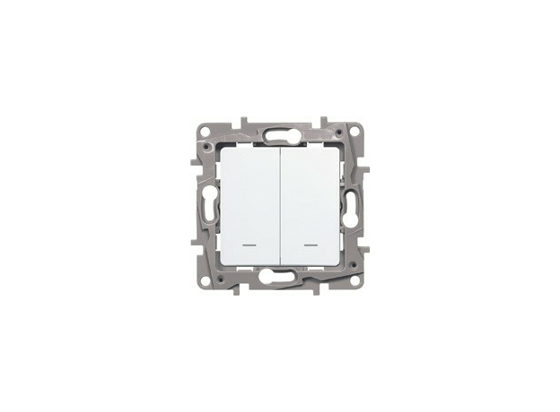 Выключатель двухклавишный Etika с подсветкой белый 672204 Legrand