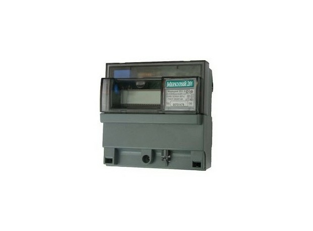 Счетчик электроэнергии однофазный однотарифный Меркурий-201.2 5-60А 220В ЖКИ импульсный выход DIN Инкотекс