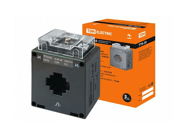 трансформатор тока 250/5 кл.точн.0,5 ТТН 30 (без шины) 5 ВА /1 шт/ (SQ1101-0081) TDM