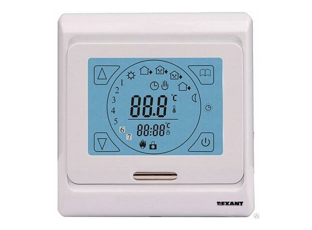 Терморегулятор сенсорный с автомат. программированием 3680 Вт R91XT (белый), REXANT 51-0533