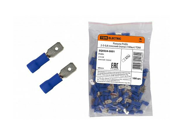 Разъем РпИп 2-5-0,8 плоский (папа) (100шт) SQ0504-0001 TDM