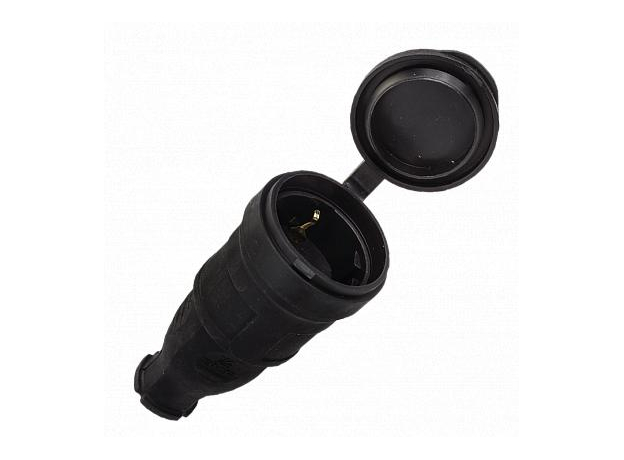 Розетка переносная с защитной крышкой каучуковая 230В, 2P+PE, 16A, IP44 EKF PROxima RPS-012-16-230-44