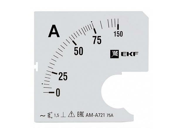 Шкала сменная для амперметра A721 75/5А-1,5 EKF PROxima s-a721-75
