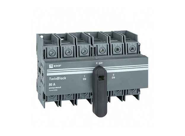 Рубильник 80A 3P реверсивный c рукояткой для прямой установки TwinBlock tb-s-80-3p-rev EKF