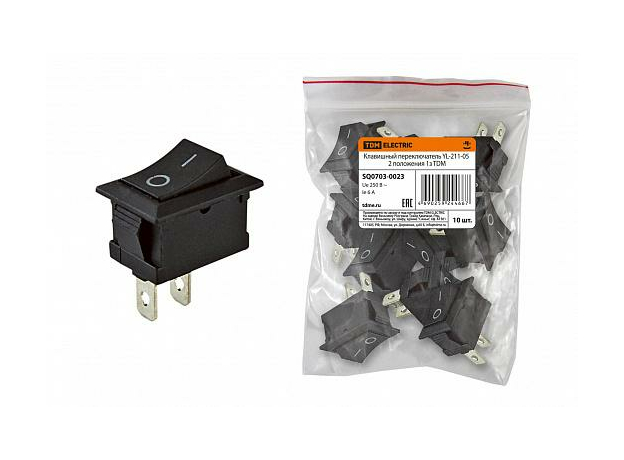 Клавишный переключатель YL-211-05 черный 2 положения 1з TDM SQ0703-0023