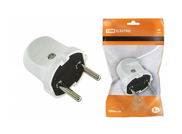 Вилка б/з белая 6А 250В SQ1806-0001 TDM