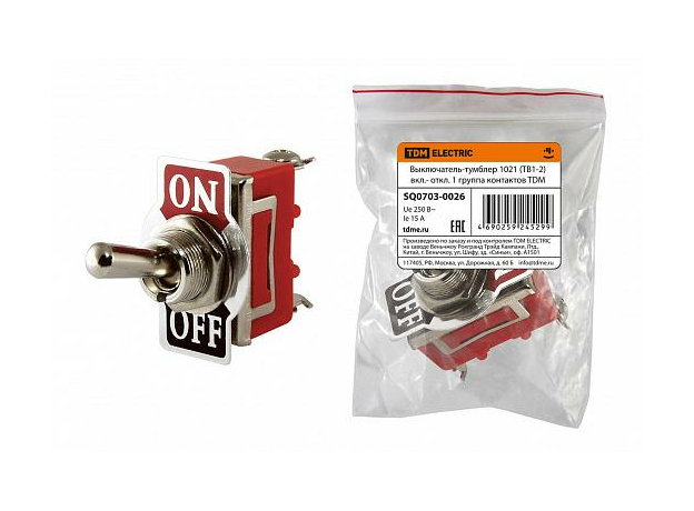 Выключатель-тумблер 1021 (ТВ1-2) вкл.- откл. 1 группа контактов SQ0703-0026 TDM
