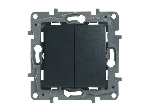 Выключатель двухклавишный Etika 10А антрацит 672602 Legrand