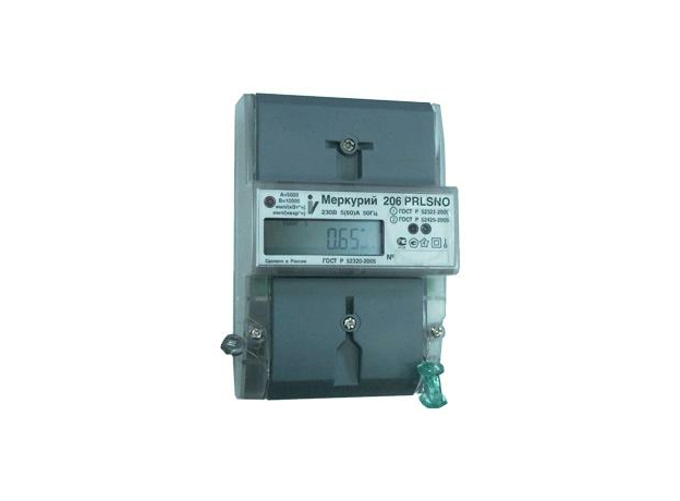 Счетчик электроэнергии однофазный многотарифный (2 тарифа) Меркурий"206 RN 5-60А 220В RS485 Оптопорт DIN ЖКИ Инкотекс