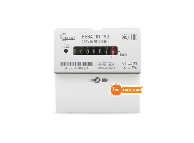 Счетчик электроэнергии однофазный однотарифный НЕВА103 1SO 1,0 5-60А 220В DIN ОУ 6121129 Тайпит
