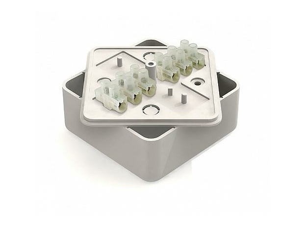 Коробка распределительная открытой установки 75х75х20мм с контактной группой Белая GE41212-01 Greenel