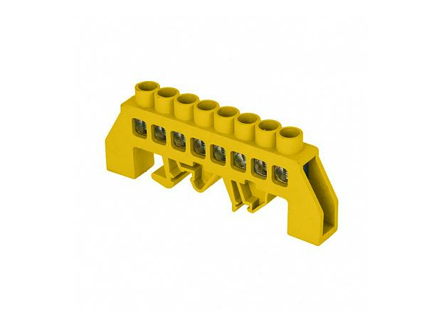 Шина "0" РЕ (8х12мм) 8 отверстий латунь желтый корпус комбинированный EKF sn0-125-8-dpe