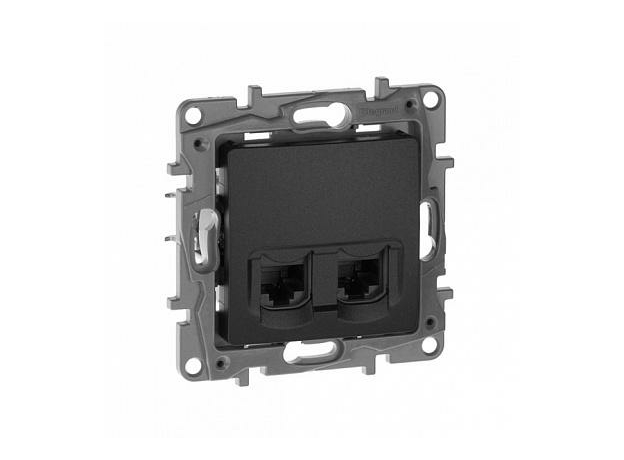Розетка RJ45+RJ45 компьютерная Etika информационная cat.5e UTP антрацит 672655 Legrand