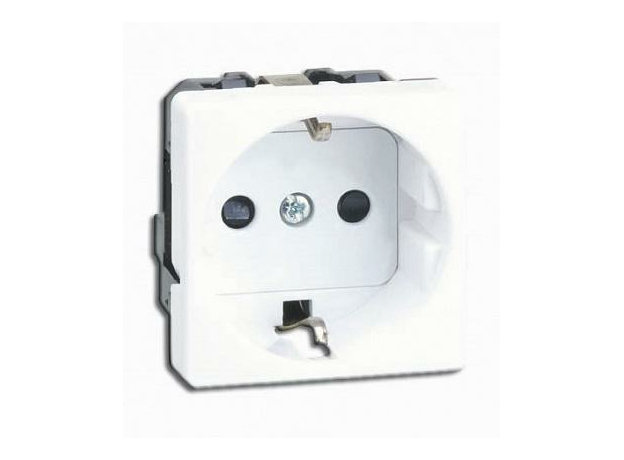 Connect Розетка белый одноместная с ЗК Schuko, 16А 250В, 45х45мм, винтовые клеммы K01-9 Simon