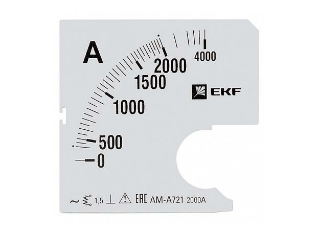 Шкала сменная для амперметра A721 2000/5А-1,5 EKF PROxima s-a721-2000