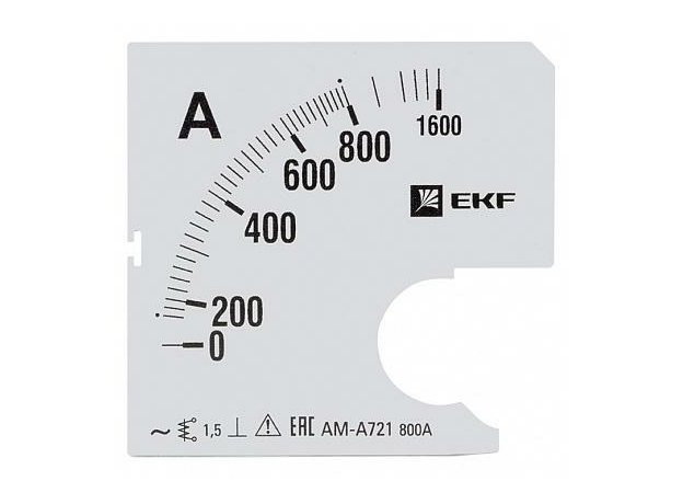 Шкала сменная для амперметра A721 800/5А-1,5 EKF PROxima s-a721-800
