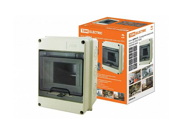 Бокс ЩРН-П-5 модулей навесной пластик IP65 SQ0908-0001 TDM