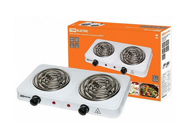 Электроплитка двухконф ЭПС2 230 В 2х1 кВт спираль TDM Электроплитка двухконф ЭПС2 230 В 2х1 кВт спираль TDM