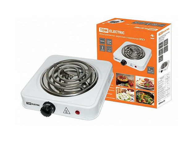 Электроплитка одноконф ЭПС1 230 В 1 кВт спираль TDM