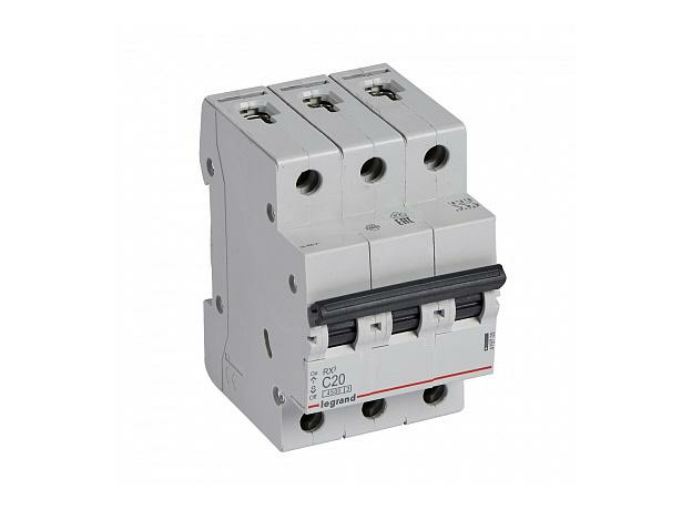 Автоматический выключатель модульный Legrand RX3 3п 20А C 4,5кA (419709)