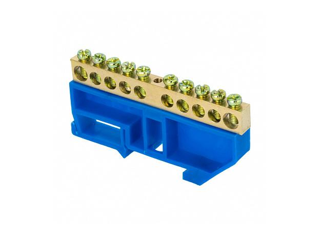 Шина "0" 6х9 мм 10 отверстий с изолятором на DIN-рейку sn0-63-10-d EKF