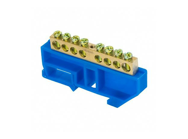 Шина "N" (ноль) 8 отверстий 6х9 мм на DIN-изоляторе (синий) PROxima sn0-63-08-d EKF