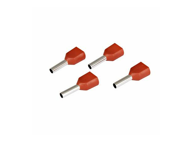 Наконечник штыревой втулочный изолированный (двойной) Ншви(2) 0.75-8 мм красный (уп./100 шт) 084-04-60/084-04-060 HLT