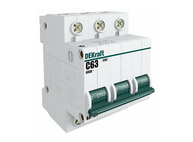 Автоматический выключатель модульный DeKraft ВА-101 3п 16А C 4,5кA (11078DEK)