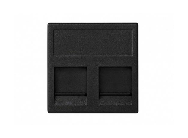 Simon Connect графит Адаптер информационной розетки 2ХRJ45 CJ545U, CJ546U со шторками 45х45ммKB76-14