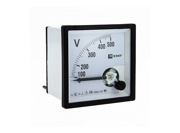 Вольтметр VMA-721 аналоговый на панель (72х72) квадратный вырез 500В прямое подкл. EKF PROxima vma-721-500