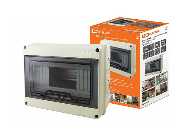 Бокс ЩРН-П-8 модулей навесной пластик IP65 SQ0908-0002 TDM