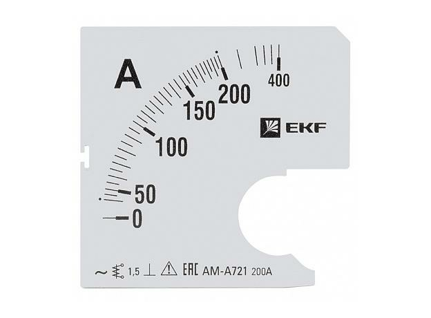 Шкала сменная для амперметра A721 200/5А-1,5 EKF PROxima s-a721-200