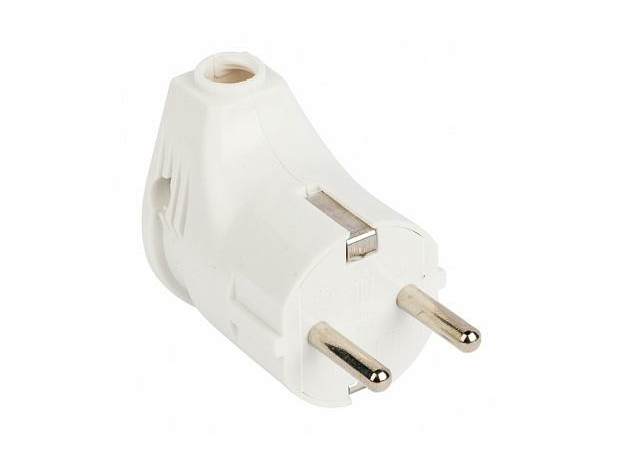 Вилка угловая с заземлением белая 16А 250В (AVY16-10) EKF