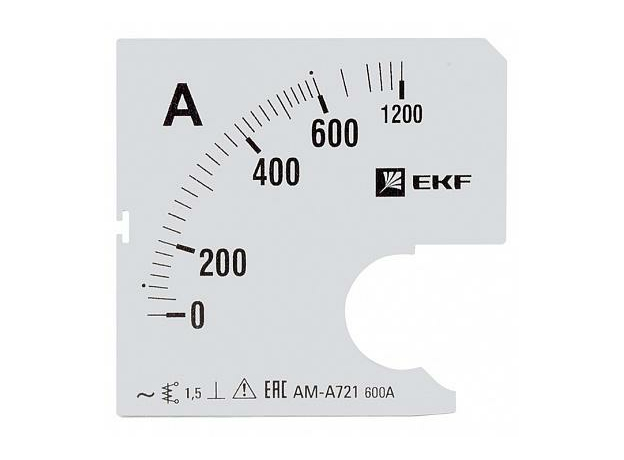 Шкала сменная для амперметра A721 600/5А-1,5 EKF PROxima s-a721-600