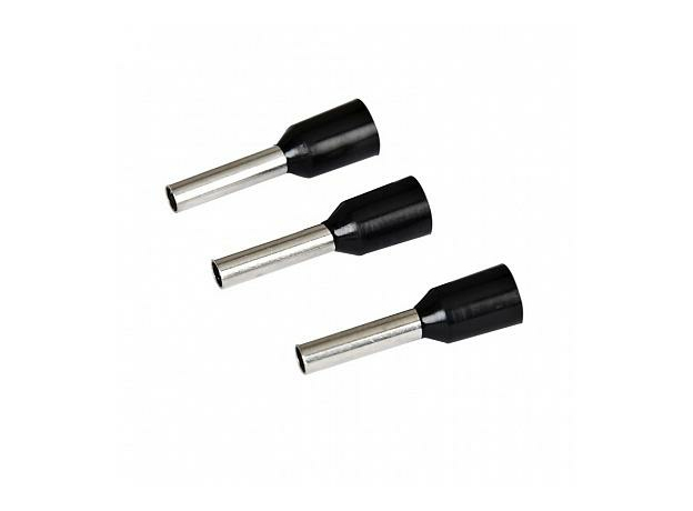 Наконечник-гильза Е1512 Ншви 1.5мм. с изолированным фланцем штырьевой втулочный L=12мм черый (уп./100 шт) 084-04-34/084-04-034 HLT