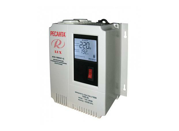 Стабилизатор напряжения однофазный настенный АСН-1000Н/1-Ц LUX релейный 63/6/14 Ресанта