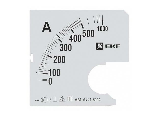 Шкала сменная для амперметра A721 500/5А-1,5 EKF PROxima s-a721-500