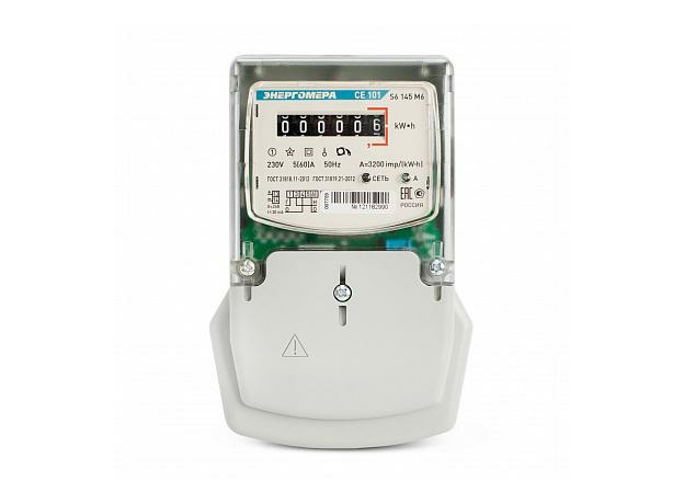 Счетчик электроэнергии однофазный однотарифный СЕ 101 S6 148М(6)10-100А 220В мех.шкаф к.т.1 Энергомера