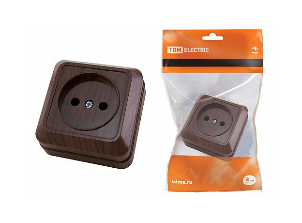 Ладога Розетка 2П открытой установки IP20 10А бук SQ1801-0033 TDM Ладога Розетка 2П открытой установки IP20 10А бук SQ1801-0033 TDM