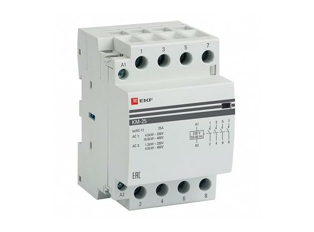 Контактор 25А 4NО (3 мод.) Кат=230в модульный КМ (km-3-25-40) EKF