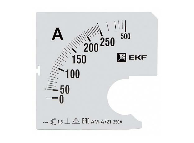 Шкала сменная для амперметра A721 250/5А-1,5 EKF PROxima s-a721-250