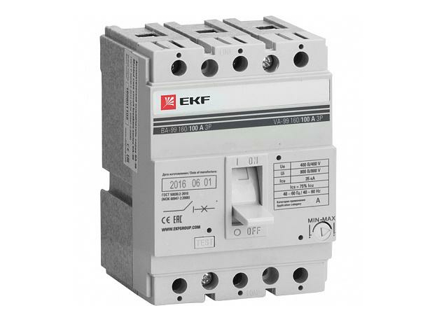 Выключатель автоматический ВА-99 160/100 трехполюсный 35кА c термомагнитный регулируемым расцепителем (mccb99-160-100) EKF