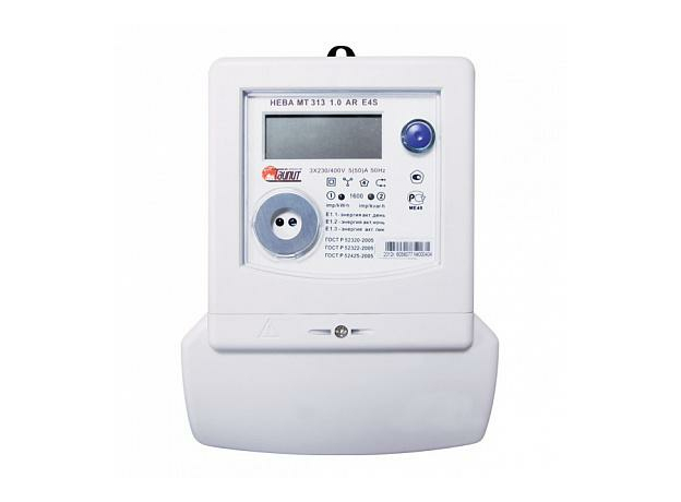 Счетчик электроэнергии трехфазный многотарифный (2 тарифа) НЕВА МТ 313 1.0 AR E4S 5-60А 3*230/400 VRS485 шкаф ЖКИ Тайпит