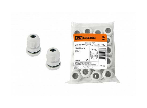 Сальник PG 7 диаметр проводника 2,5-7 мм IP54 SQ0805-0010 TDM