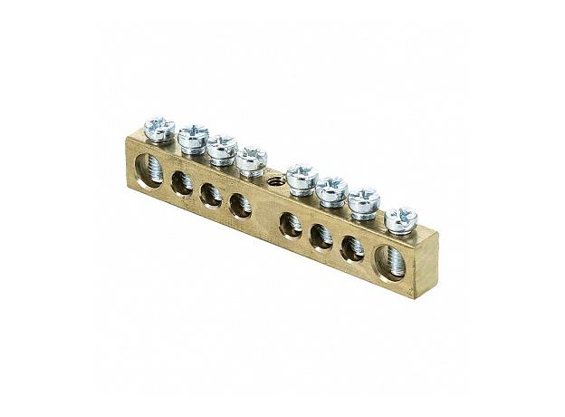 Шина "PEN" (земля-ноль) 8 отверстий 6х9 мм без изолятора, крепеж по центру PROxima sn0-63-08 EKF