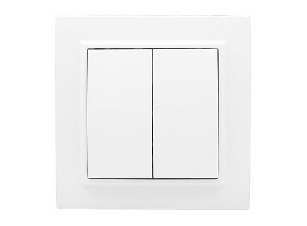 Выключатель двухклавишный Минск скрытой установки 10А белый ERV10-023-10 EKF