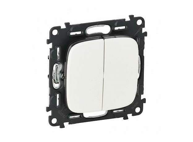 Выключатель двухклавишный Valena ALLURE скрытой установки 10А 250В с лицевой панелью безвинтовые зажимы белый 752705 Legrand