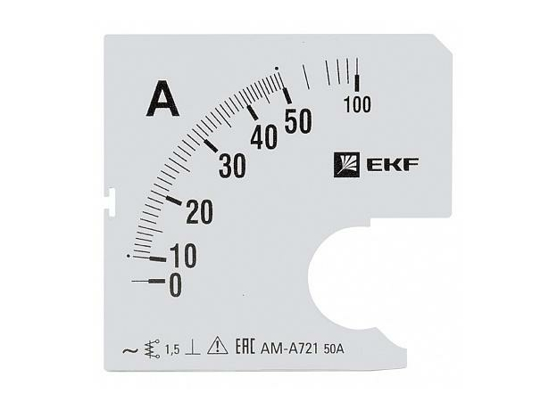 Шкала сменная для амперметра A721 50/5А-1,5 EKF PROxima s-a721-50