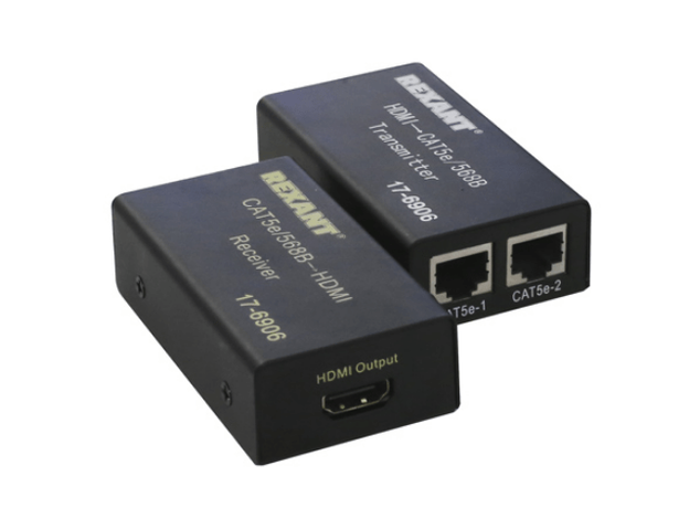 HDMI удлинитель по витой паре RJ-45(8P-8C) кат. 5е/6, передатчик+приемник Rexant
